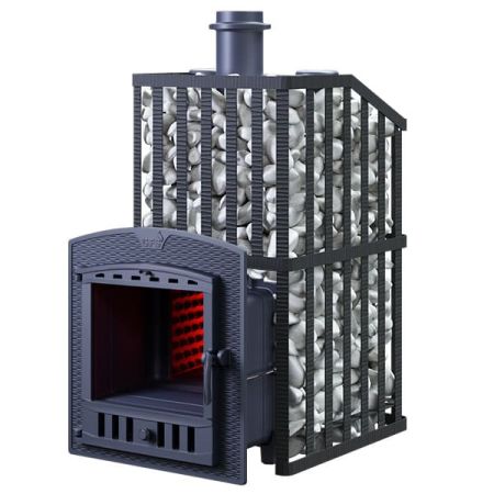 фото Чугунная печь каменка Гефест Ураган ЗК 40 (П2) топка с выносом