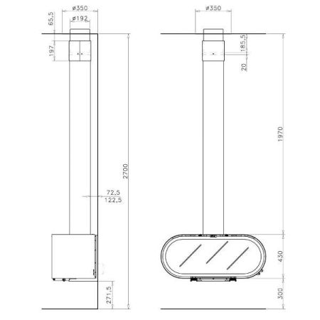 фото Стальной подвесной камин Rocal D-8