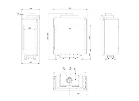 фото Газовая каминная топка Kratki PRO LEO/P/76/62