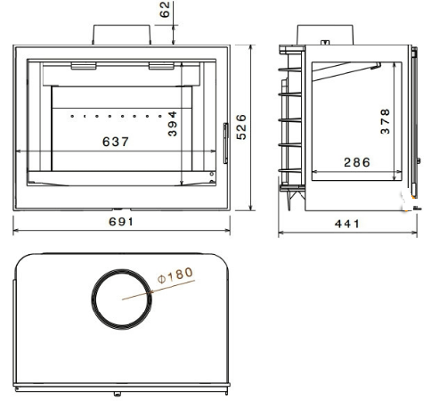 фото Каминная топка Liseo  LCI 007 GFR Flat top стекло справа