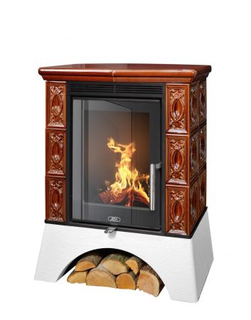 фото Печь-камин ABX HELVETIA EXclusive, белый цоколь - вставка Orion