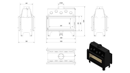 фото Сквозная каминная топка Mila T Kratki