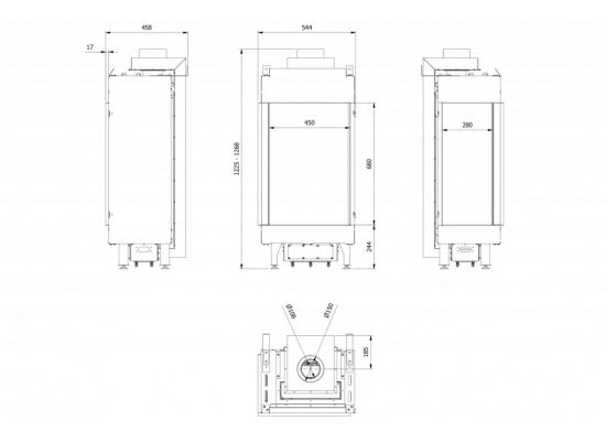 фото Газовая каминная топка Kratki PRO LEO/L/45/68