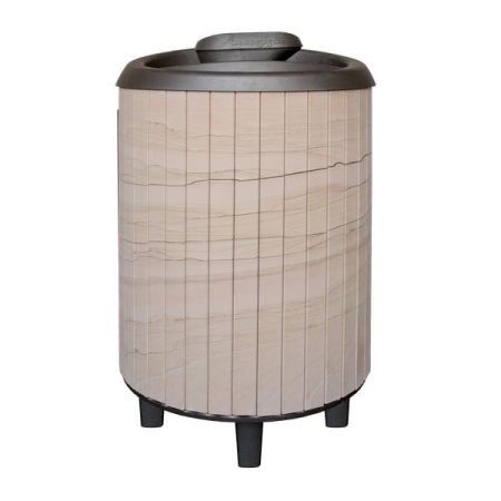 фото Печь для бани Атмосфера L в ламелях Окаменевшее дерево наборный