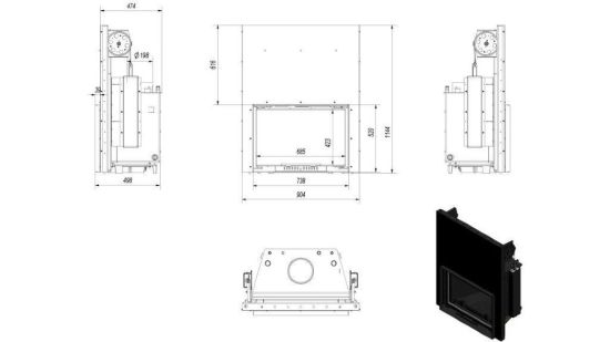 фото Каминная топка с водяным контуром Wiktor PW 12 W G гильотина