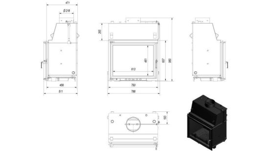 фото Каминная топка с водяным контуром Amelia PW 24 W 