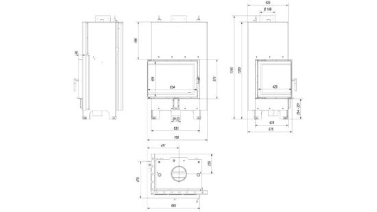 фото Каминная топка с водяным контуром MBZ PW 13 L BS W Г-образное стекло