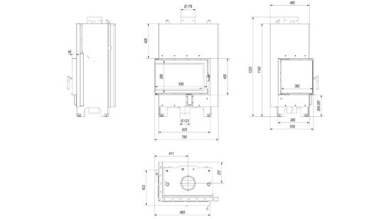 фото Каминная топка с водяным контуром MBM PW 10 L BS W