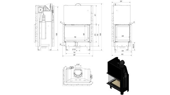 фото Каминная топка MBA L BS G SG, гильотина Kratki