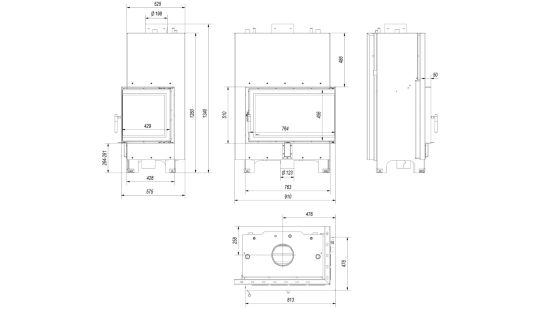 фото Каминная топка с водяным контуром MBO PW 15 P BS W, змеевик