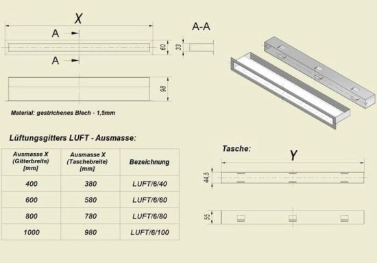 фото Решетка вентиляционная для камина 6*40 Люфт белая Kratki