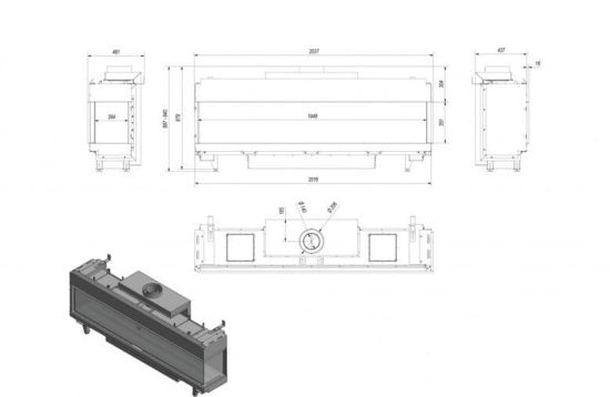 фото Широкоформатная газовая топка Kratki PRO LEO/P/200