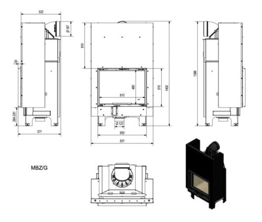 фото Каминная топка MBZ G гильотина
