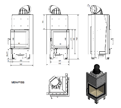 фото Каминная топка MBN P BS Г-образное стекло