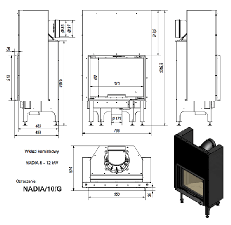 фото Каминная топка Nadia 10 G гильотина