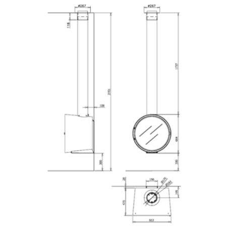 фото Стальной подвесной камин Rocal D-7