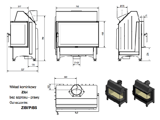фото Каминная топка Zibi P BS Г-образное стекло