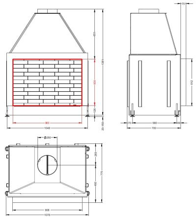 фото Открытая каминная топка Астов ОПС 900 У Шамот