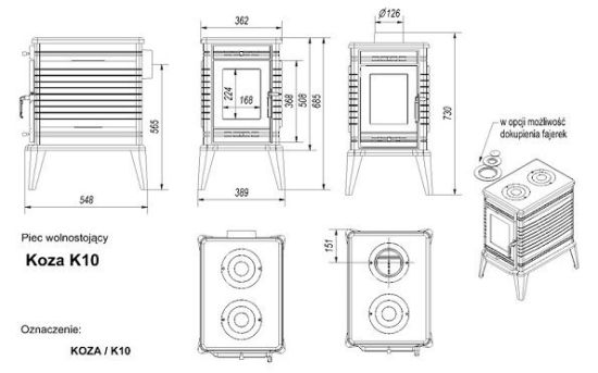 фото Печь-камин Koza K 10 (Kratki)