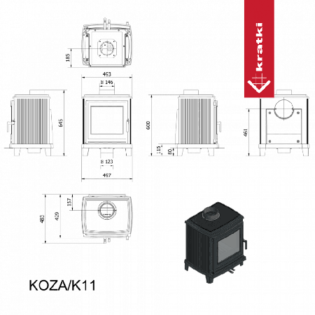 фото Чугунная печь Kratki PRO KOZA K11
