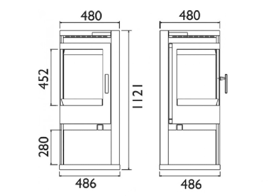 фото Угловая печь-камин Admiral ABX талькохлорит с гнутым стеклом 
