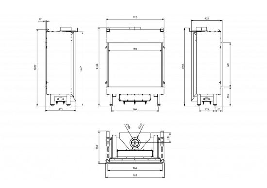 фото Газовая каминная топка Kratki PRO LEO/76/62