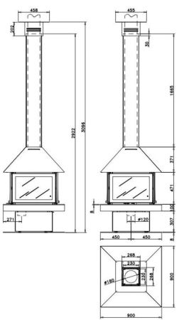 фото Стальной камин Giselle 90 (Жизелле)