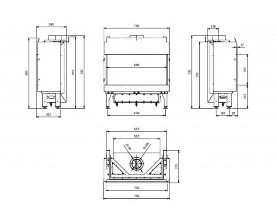 фото Газовая каминная топка Kratki PRO LEO/70