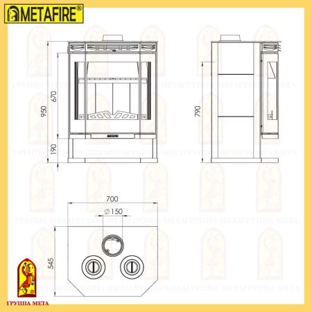 фото Печь-камин МЕТА Ангара 12 с плитой