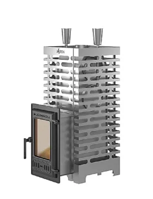  фото Печь для бани Астон 24 INOX (310) с дверцей из чугуна