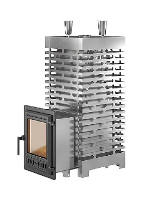  фото Печь для бани Астон 38 INOX (320) Long с дверцей из чугуна