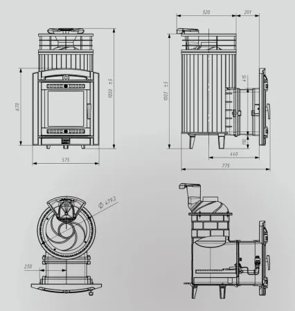 фото Печь для бани ПроМеталл Атмосфера L с газовой горелкой ламель+сетка 