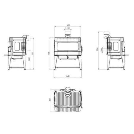 фото Печь-камин Plamen Authentic 50, эмалированная, серая