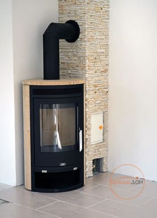 фото Печь-камин ABX Arktis 4 бразильский песчаник черная сталь