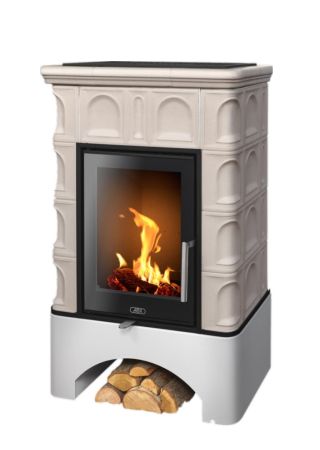 фото Печь-камин ABX BRITANIA EXclusive белый цоколь - вставка Orion