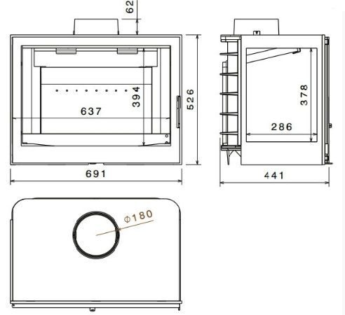 фото Каминная топка Liseo LCI 007 GFL Flat top стекло слева