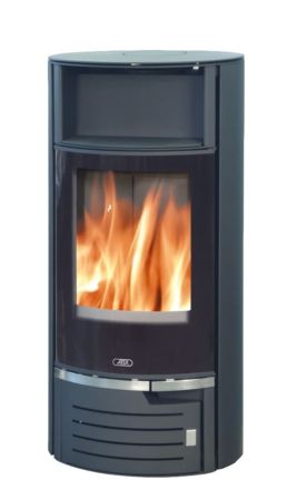 фото Печь-камин Atlantik 5 с панорамным стеклом черная сталь ABX