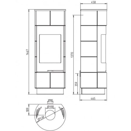 фото Печь-камин Cadiz черная/белая керамика