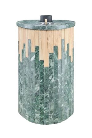 фото Печь для бани Макси облицовка Змеевик Окаменевшее дерево