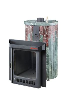  фото Печь для бани Малютка облицовка Змеевик Россо Леванте