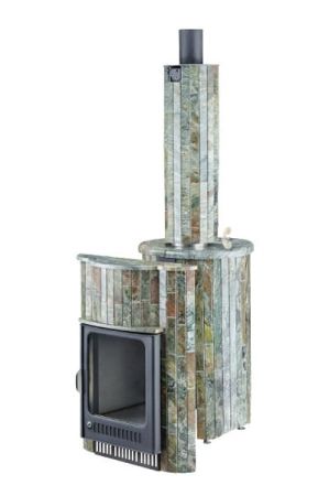 фото Печь для бани Малютка облицовка Жадеит наборный