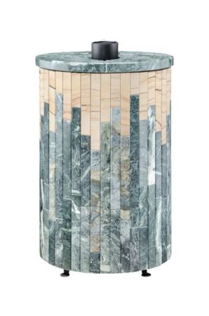 фото Печь для бани Уют 25 облицовка Змеевик Окаменевшее дерево