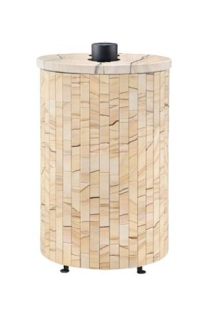 фото Печь для бани Уют 18 облицовка Окаменевшее дерево наборный