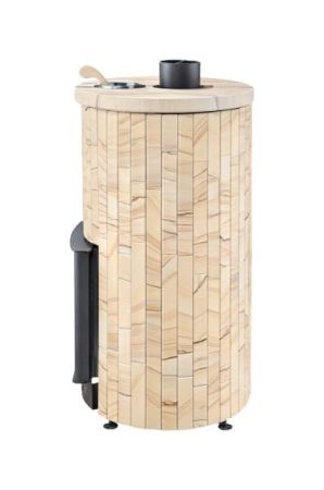 фото Печь для бани Уют 18 облицовка Окаменевшее дерево наборный