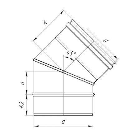 фото Сендвич-отвод Дымок LUX 45° D115/200мм, 321/439