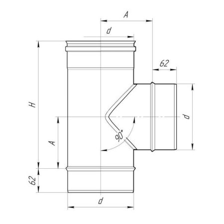фото Сендвич-тройник Дымок LUX 90° D150/230мм, 321/439