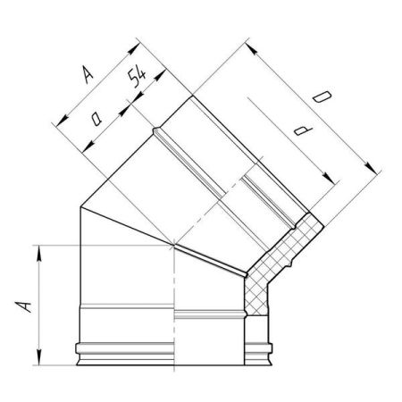 фото Сендвич-отвод Дымок 45° D180/260мм, 439/439