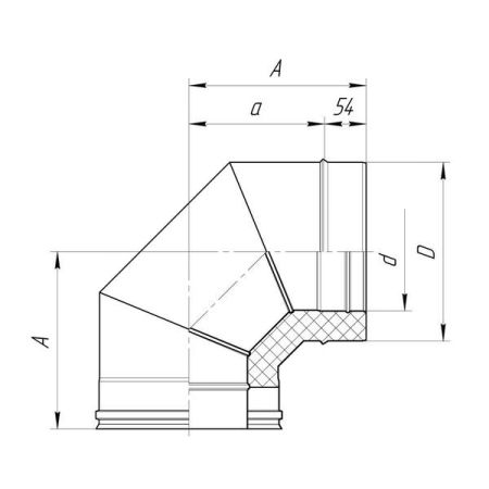 фото Сендвич-отвод Дымок LUX 90° D150/230мм, 321/439