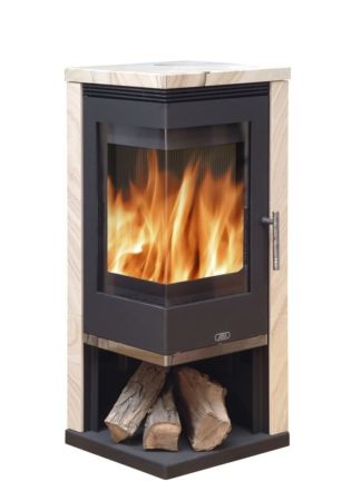 фото Печь-камин Admiral ABX бразильский песчаник с гнутым стеклом