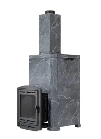 фото Печь для бани Прометалл Эйфория 45 в закрытой облицовке талькохлорит